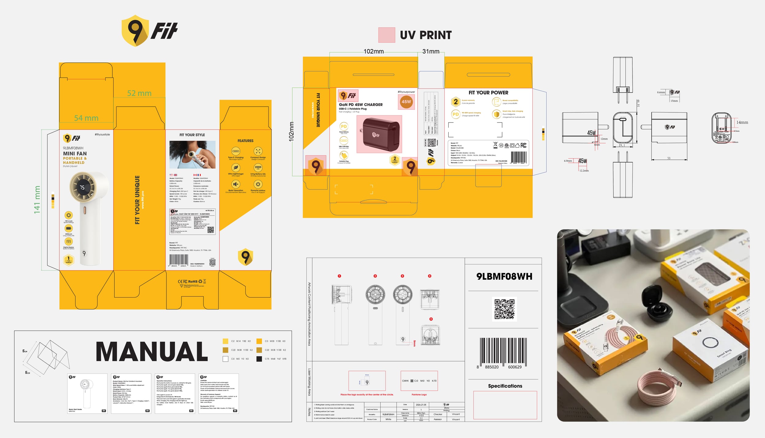 Mini fan / range overview and packaging